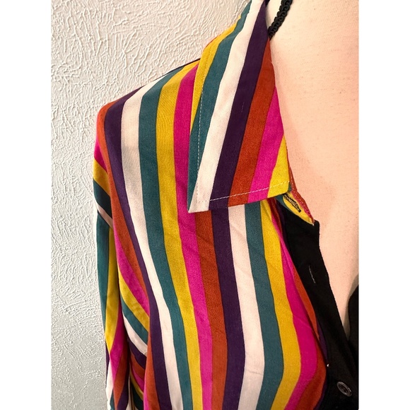 Andree by unit Multicolor Stripe Adjustable Sleeve Embroidery Back , 2x - Picture 7 of 13